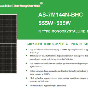 Panel Solar Bifacial Mono tipo N AS-7M144N-BHC-585W